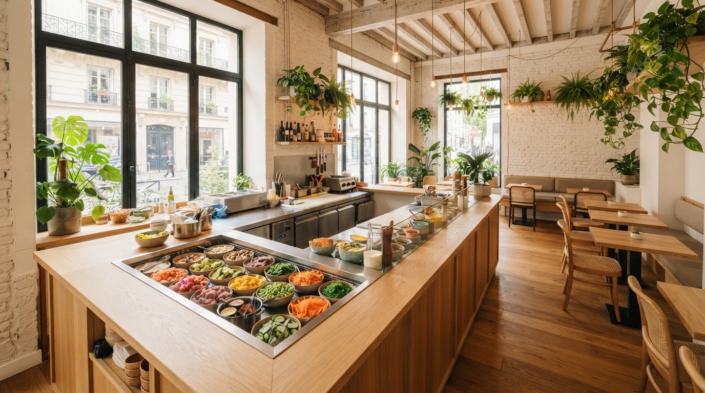 Comptoir d'un restaurant parisien